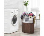 Laundry Hamper Bamboo Washing Cloth Storage Basket Bag Corner Bin Brown