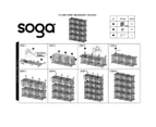 SOGA 2X Black Portable 12-Cube Storage Organiser Foldable DIY Modular Grid Space Saving Shelf