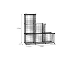 SOGA 2X Black Portable 6-Cube 3 Column Storage Organiser Foldable DIY Modular Grid Space Saving Shelf
