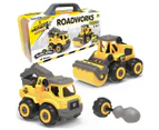 39pc Construct IT Buildables 2-in-1 Roadworks Vehicle Set w/ Case Kids 3+ YLW