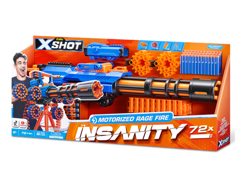 X-Shot Insanity Motorised Rage Fire Gatling Blaster Toy