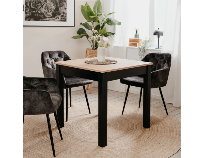 Coburg Dining Table Modern Extendable 80-120cm Dining Furniture oak and black