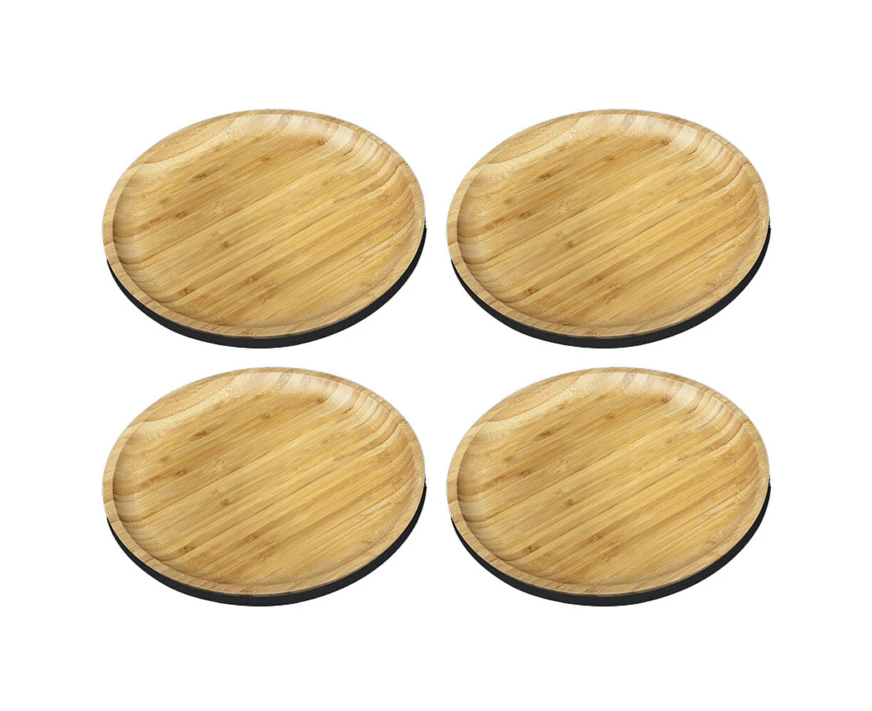 4x Wilmax England 10cm Round Bamboo Plate Food Serving Saucer/Dessert Dish NAT