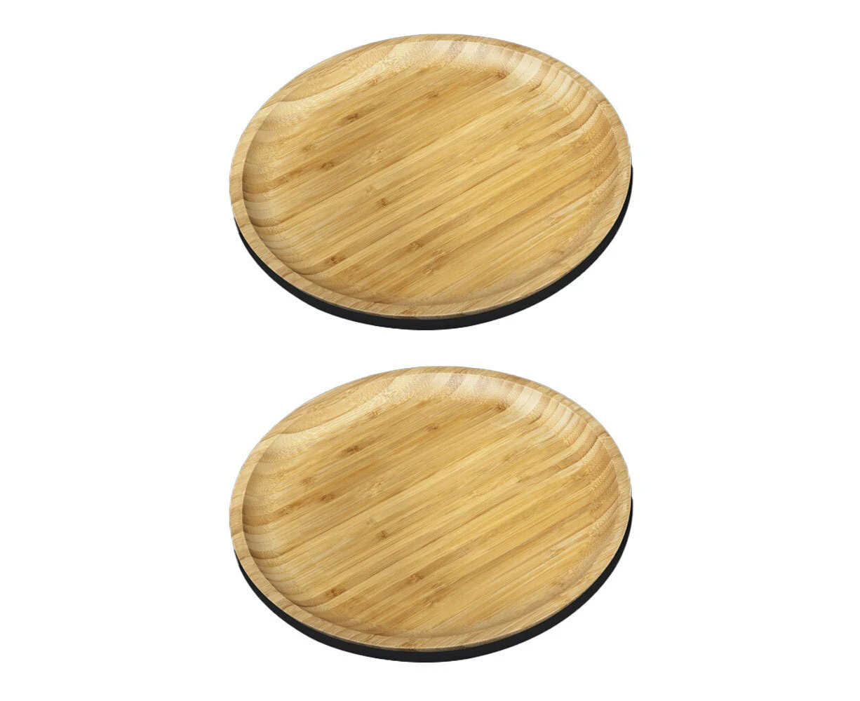 2x Wilmax England Round 20.5cm Bamboo Serving Dinner Plate Tableware Dish NAT