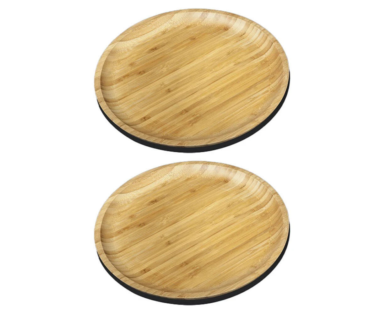 2x Wilmax England Round 15cm Bamboo Serving Dinner Plate Tableware Dish Natural