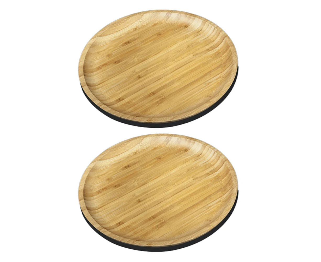 2x Wilmax England 12.5cm Round Bamboo Plate Food Serving Saucer/Dessert Natural