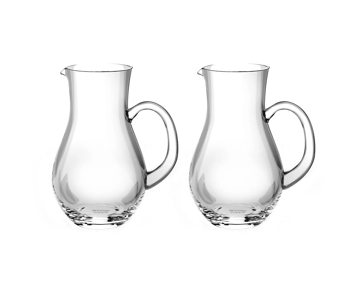 2x Wilmax England Round Crystalline 80ml Glass Jug Water Container Pitcher Clear