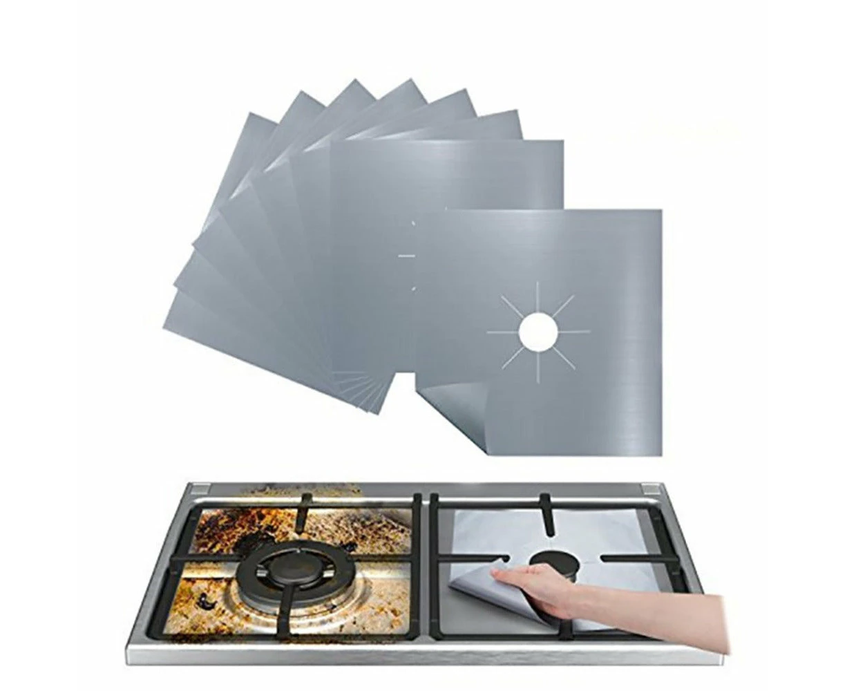 Reusable Gas Stove Foil Cover - 4Pcs - Silver