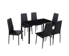 vidaXL Seven Piece Dining Table Set Black