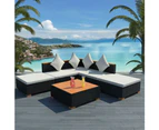 vidaXL 6 Piece Garden Lounge Set with Cushions Poly Rattan Black