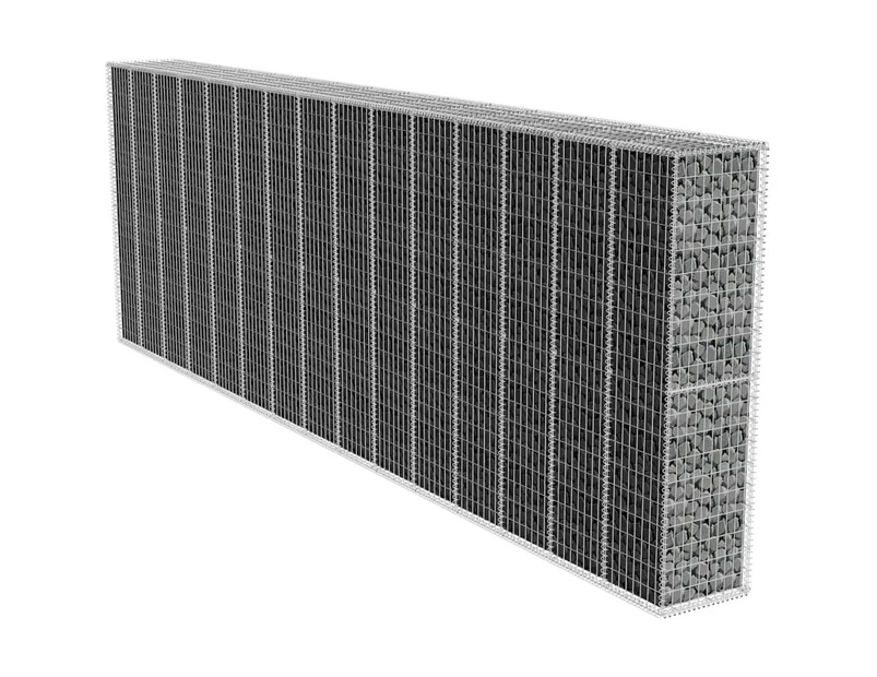 vidaXL Gabion Wall with Cover Galvanised Steel 600x50x200 cm