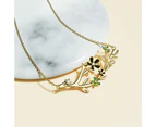 Petalia Olive Green Necklace Featured SWAROVSKI Crystals in Gold