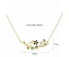 Petalia Olive Green Necklace Featured SWAROVSKI Crystals in Gold