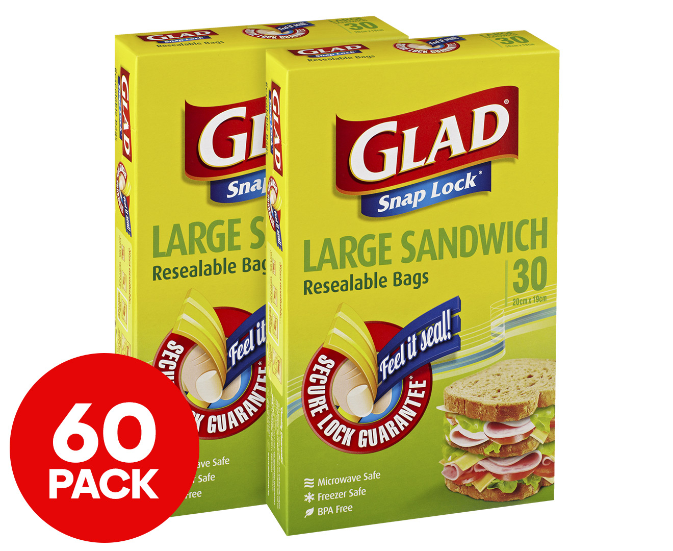 Glad Resealable Snack Bags 60 Pack