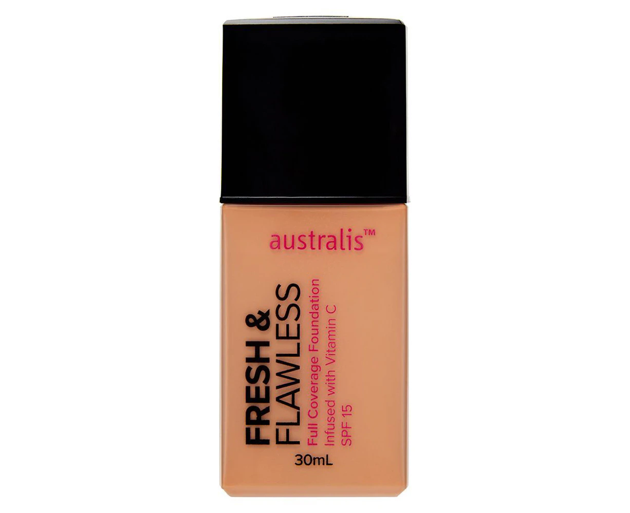 Australis Fresh & Flawless Face Foundation 30ml Vitamins C/E Facial Makeup Fawn