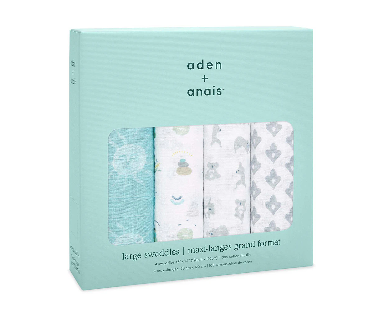 4PK Aden Anais Now Zen 120cm 100% Cotton Muslin Classic Swaddles Baby Blanket