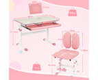 Giantex Kids Table and Chair Set Study Learning Desk Adjustable Height/Reading Stand/Tilt Desktop/Drawer, Pink