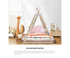 Oikiture Bed Frame Single Wooden Timber Kids House Frame Wood Base with Mattress Set