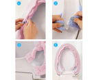 Toilet Seat Cover, With Snaps Fixed Stretchable Washable Fiber Cloth Toilet Seat Covers Pads Easy Installation& Cleaning,Pink