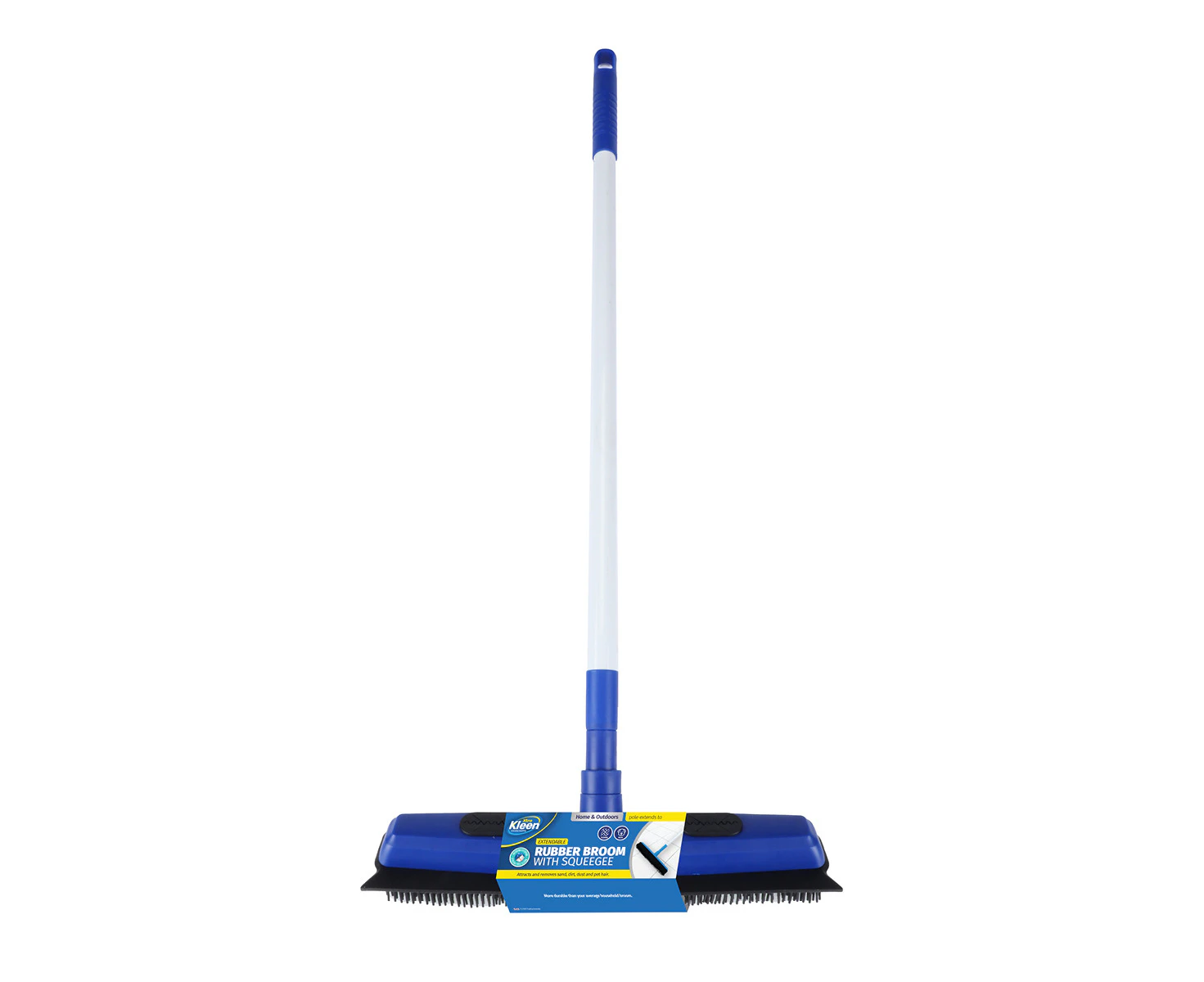 Xtra Kleen 2-In-1 Rubber Broom & Squeegee Extendable Handle Adjustable Head