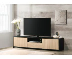 Kodu Lesley Entertainment Unit TV Cabinet Lowline TV Stand 180cm 2 doors 1 drawer black and woodgrain