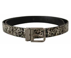 Dolce & Gabbana Elegant Black Marble Print Leather Belt