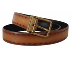 Dolce & Gabbana Elegant Brown Leather Belt with Brass Buckle