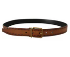 Dolce & Gabbana Elegant Brown Leather Belt with Brass Buckle