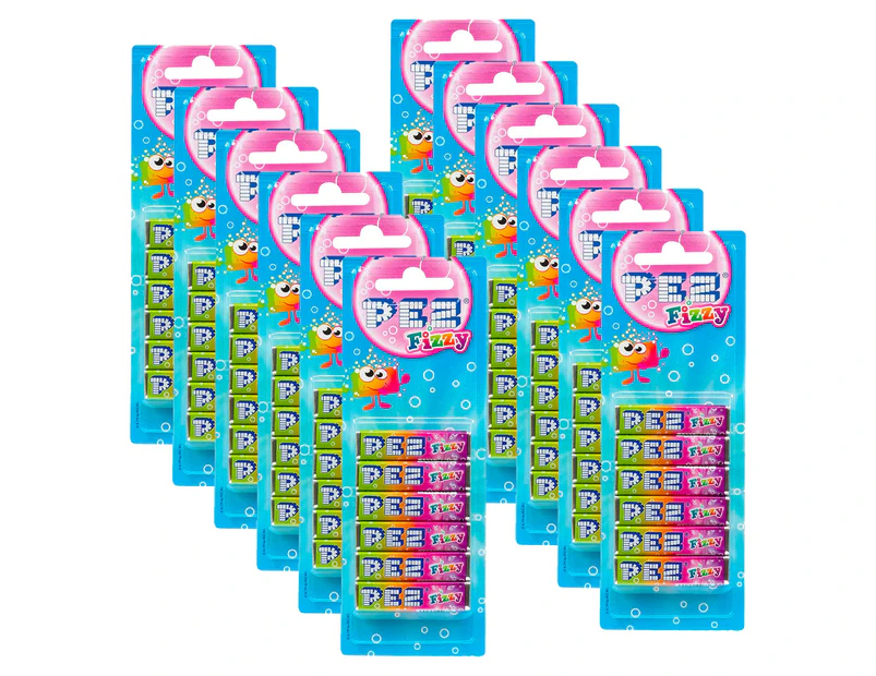 12x 8pc PEZ Fizzy Fruit Flavour Hard Candy/Lolly Refill Confectionery 8.5g