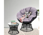 Papasan Chair and Side Table - Black