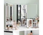 Advwin Corner Dressing Table Stool Set Makeup Mirror 5 Storage Drawers Vanity Desk White