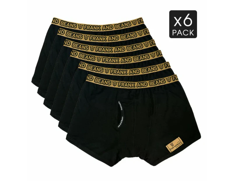 Mens Boxer Briefs Midnight Black Edition 6 Pack Frank and Beans Underwear - Black