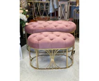 Premium footstool/velvet ottomans l2 with gold base in soft pink set of 2