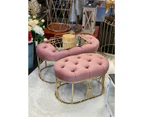 Premium footstool/velvet ottomans l2 with gold base in soft pink set of 2