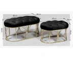 Premium footstool/velvet ottomans l2 with gold base in classic black set of 2