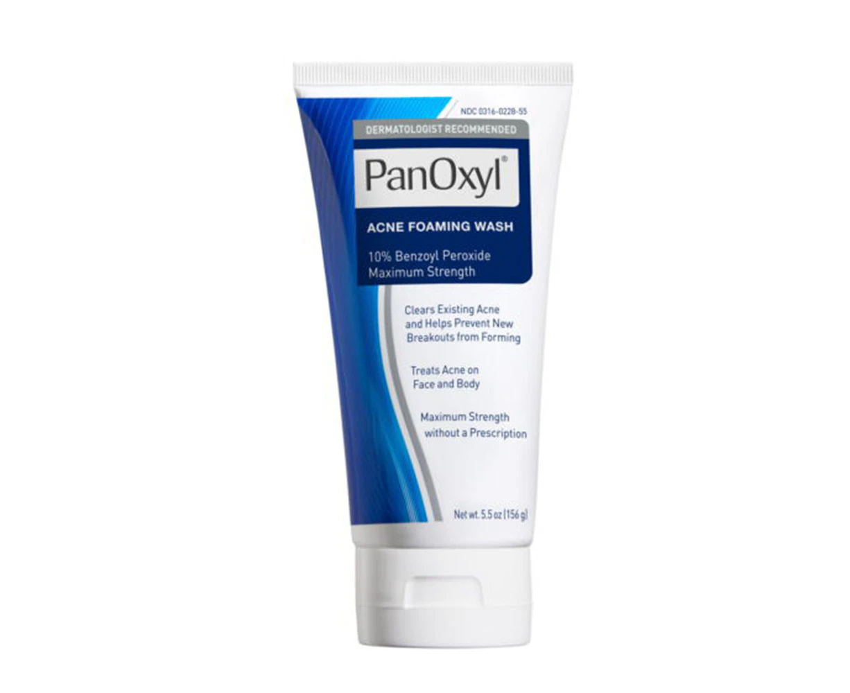 PanOxyl Max Strength Acne Foaming Wash, Face & Body, 10% Benzoyl Peroxide, All Skin Types, 5.5 oz