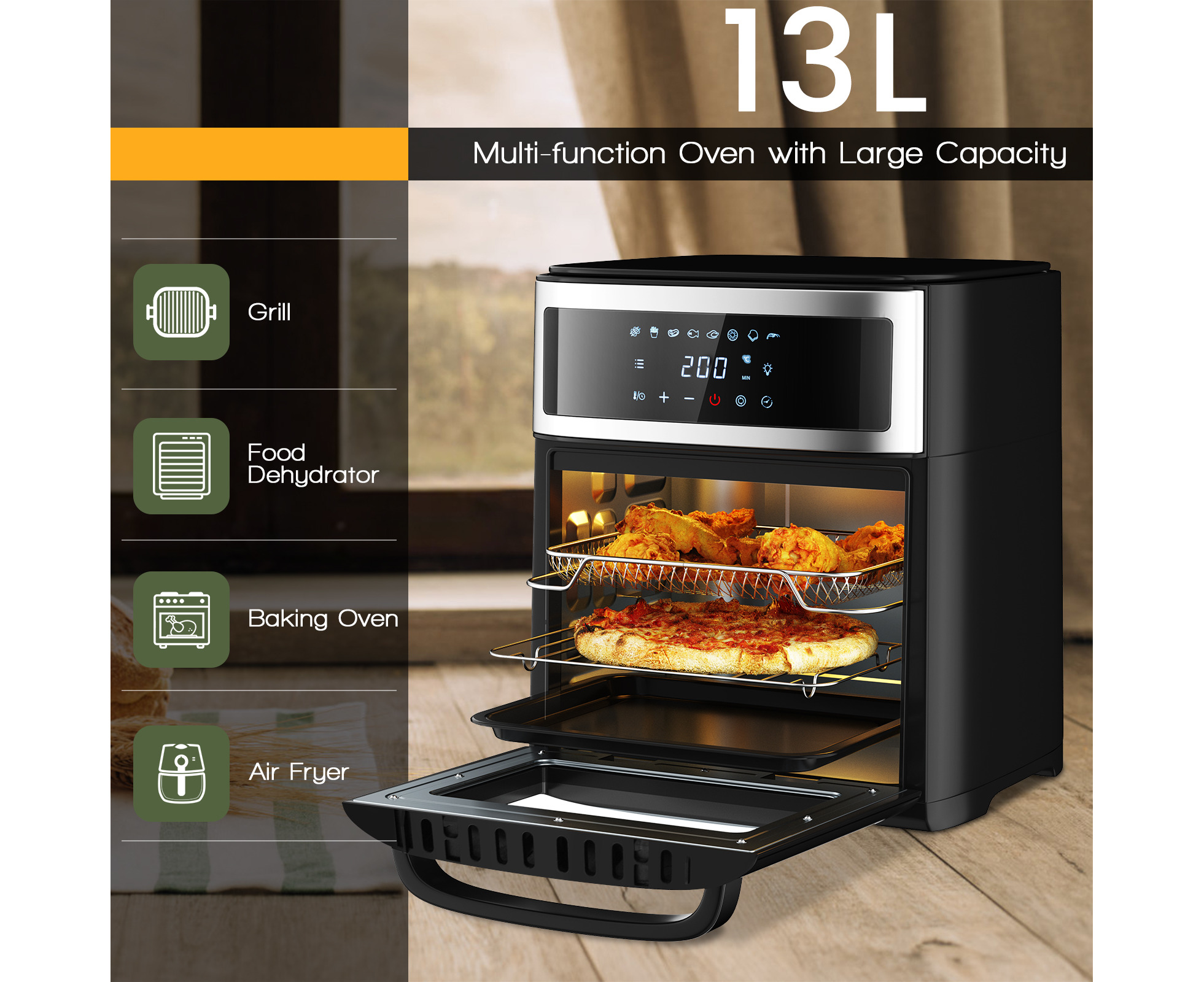  13L Multifunctional Air Fryer Oven - Cook Faster and