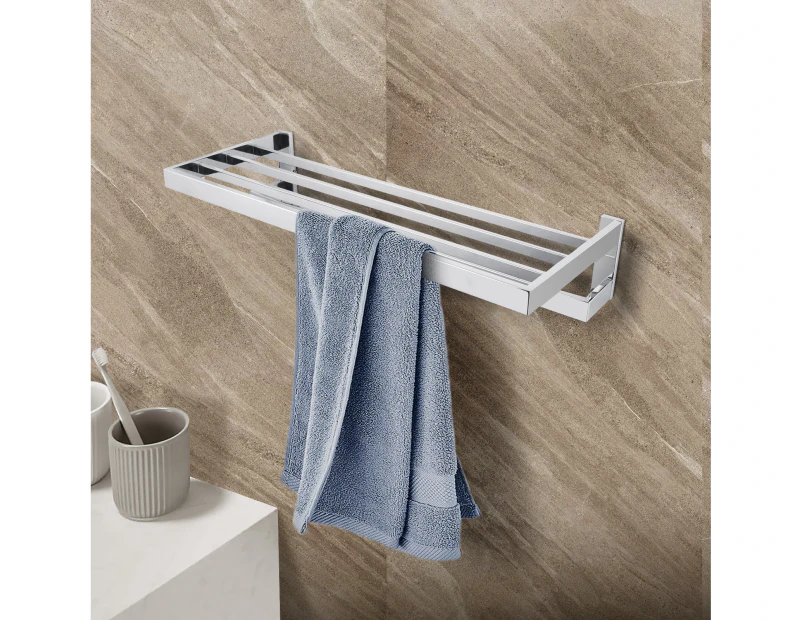 600mm Towel Rack with Shelf holder Stainless Steel Towel Rail wall mounted Bathroom towel bar rack Chrome