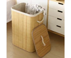 Bamboo Laundry Hamper Basket Wicker Clothes Storage Bag Sorter Bin With Lid