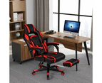 Costway Gaming Office Chair Executive Computer Chair Adjustable Racing Recliner w/Footrest & Massage Lumber Support, Red