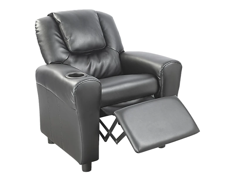 PU Leather Kids Recliner with Drink Holder