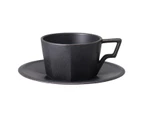 Kinto Oct 220ml Porcelain Coffee/Tea Cup Drink Mug w/ Handle & Saucer Set Black