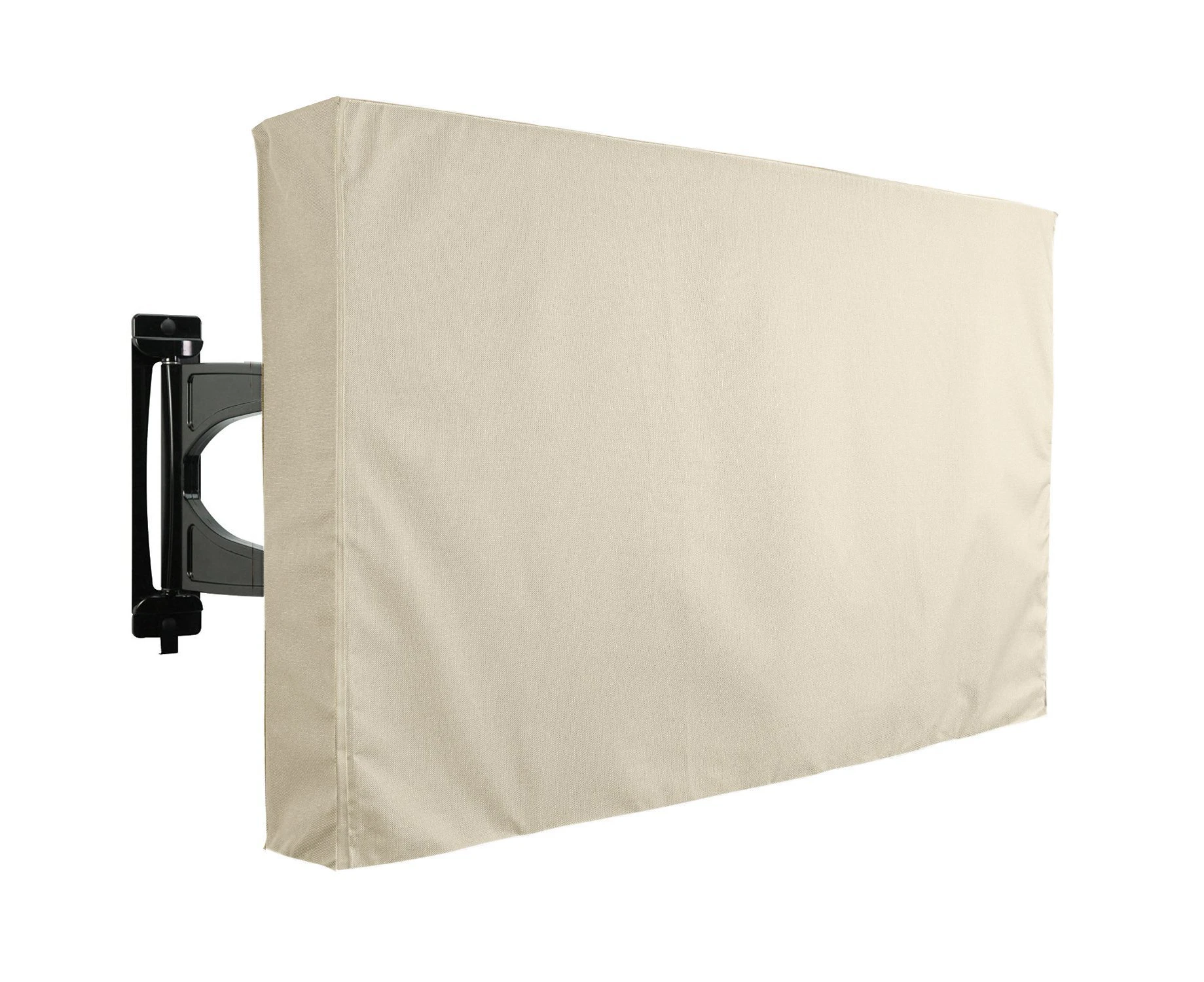 Multiple Size Options Super Waterproof Outdoor TV Cover with Remote Control Pocket Dustproof and Weatherproof Outdoor Television Protector Cover - Cream