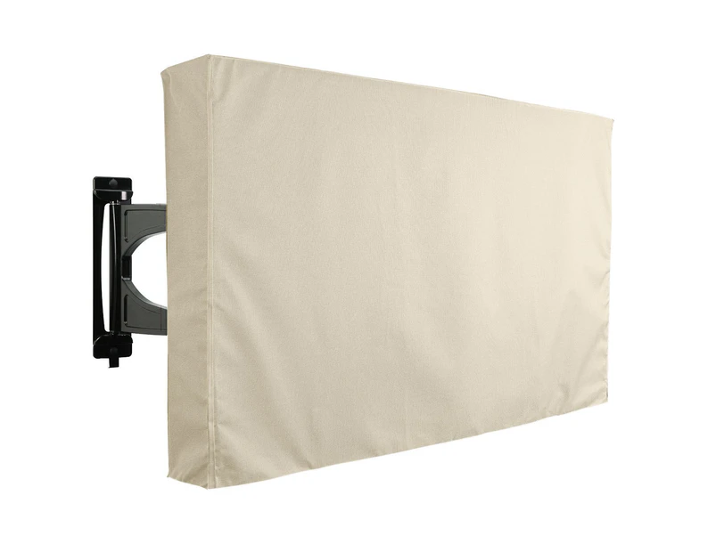 Multiple Size Options Super Waterproof Outdoor TV Cover with Remote Control Pocket Dustproof and Weatherproof Outdoor Television Protector Cover - Cream