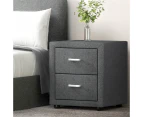 Artiss Bedside Table 2 Drawers Fabric - CADEN Grey