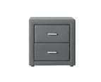 Artiss Bedside Table 2 Drawers Fabric - CADEN Grey