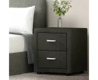 Artiss Bedside Table 2 Drawers Fabric - CADEN Charcoal