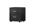 Artiss Bedside Table 2 Drawers Fabric - CADEN Charcoal