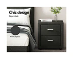 Artiss Bedside Table 2 Drawers Fabric - CADEN Charcoal