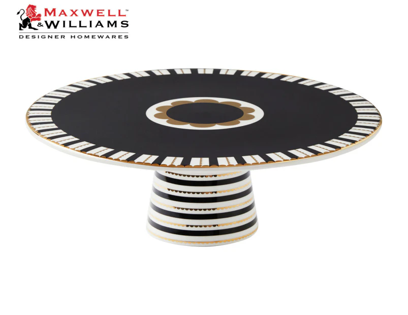 Maxwell & Williams 28cm Tea's & C's Regency Footed Cake Stand - Black/Gold